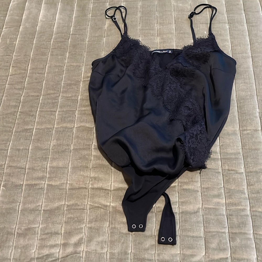 Abercrombie & Fitch black lace and satin lined bodysuit